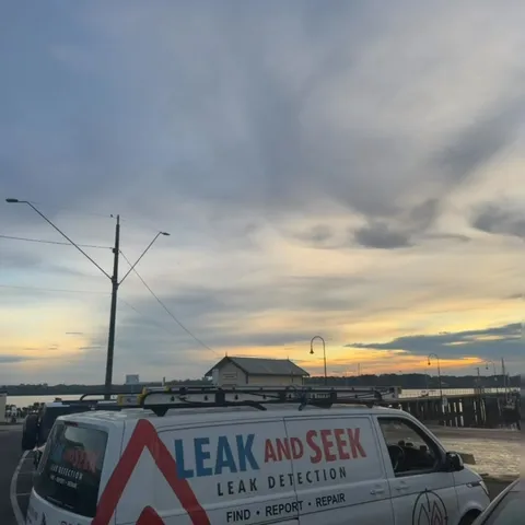 Leak and Seek van at dusk