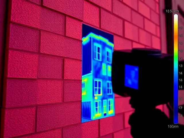 High-resolution thermal imaging camera detecting a leak behind a wall